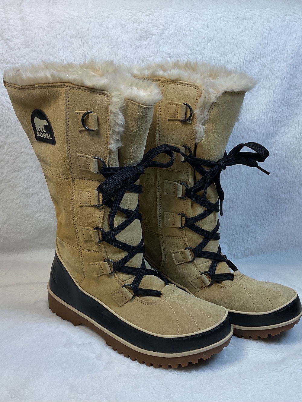 Sorel Women's Tovoli High II Tan Fur-Trim Lace-Up Winter Boots Waterproof  9